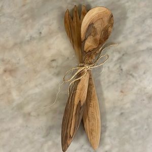🆕 Olive Wood-Made In Italy 🇮🇹-Salad Server Set-11”